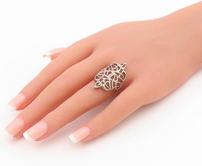 925 Sterling Silver Vintage Ring Open Celtic Knotwork Floral Band  Sz 7  RG34347