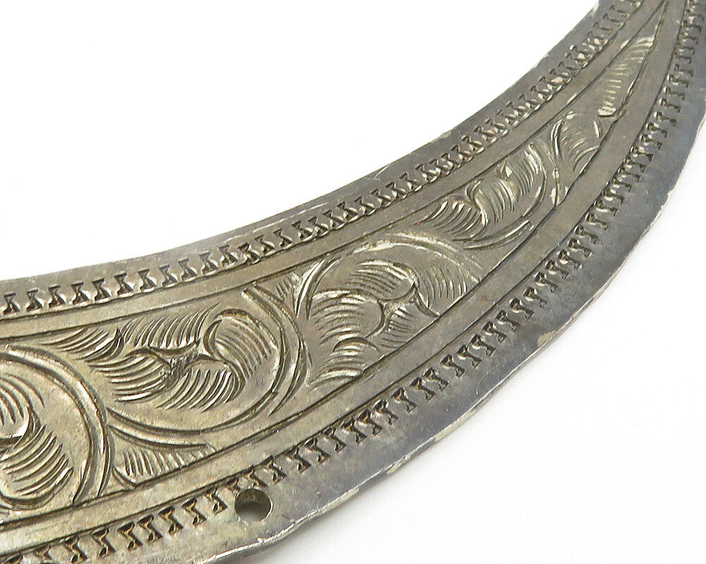Solid Silver Vintage Antique Large Butterfly Swirl Collar Necklace  NE3082