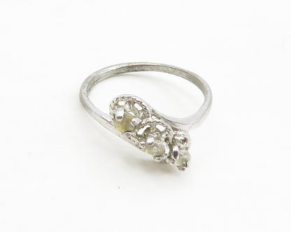 925 Sterling Silver  Vintage Petite Topaz 3 Stone Band Ring Sz 8  RG17335