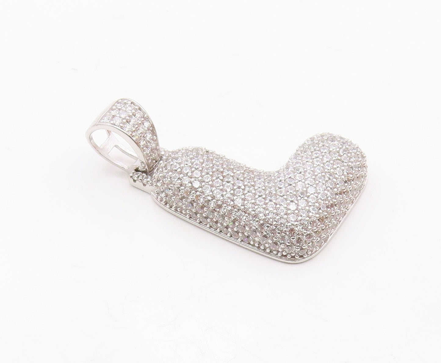 925 Sterling Silver  Vintage Cubic Zirconia Letter L Initial Pendant  PT18063