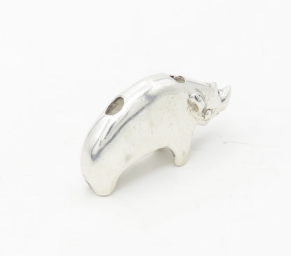 925 Sterling Silver  Vintage Shiny Polished Rhinoceros Motif Pendant  PT13458