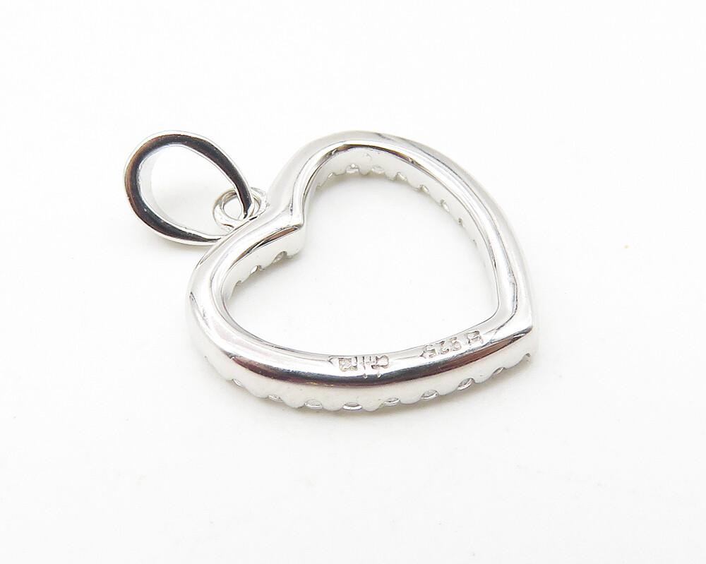 925 Sterling Silver  Sparkling White Topaz Petite Love Heart Pendant  PT8302