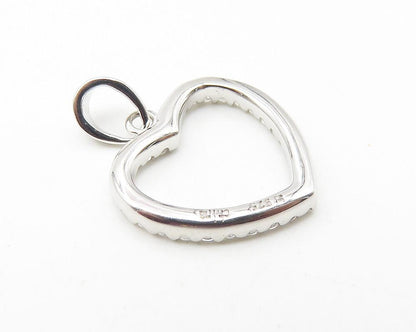 925 Sterling Silver  Sparkling White Topaz Petite Love Heart Pendant  PT8302