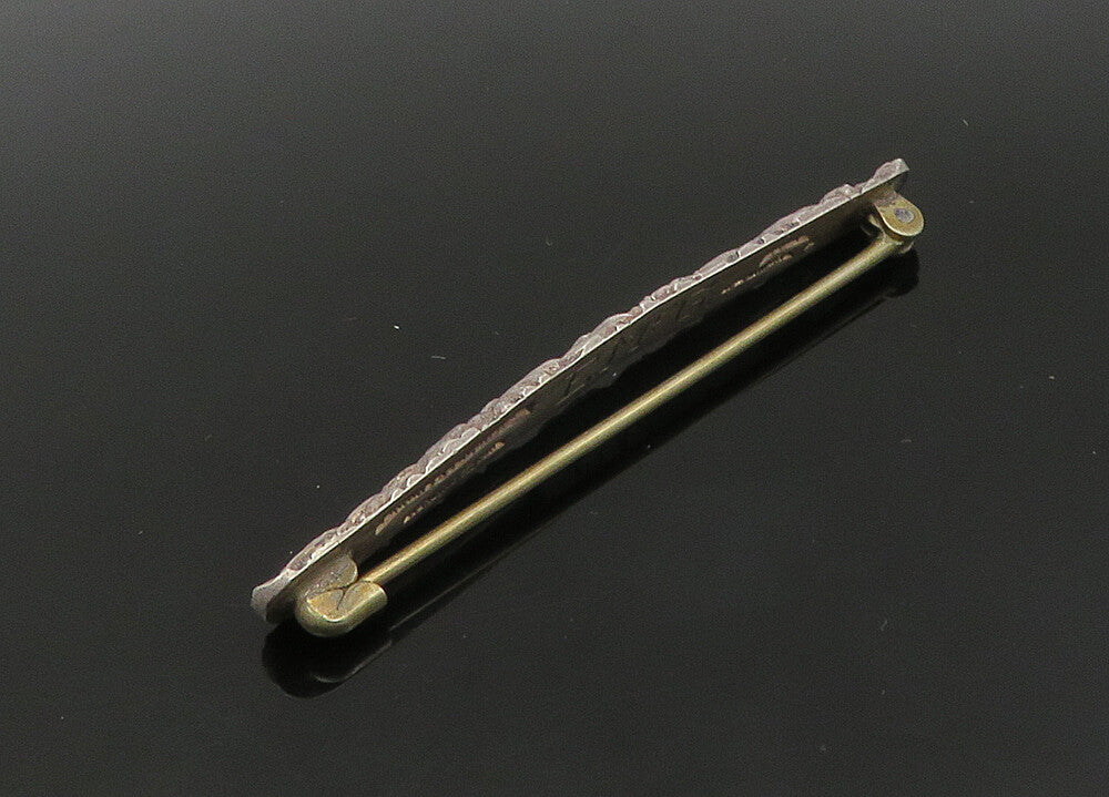 JENKINS 925 Silver  Vintage Antique Floral Pattern Bar Brooch Pin  BP8914