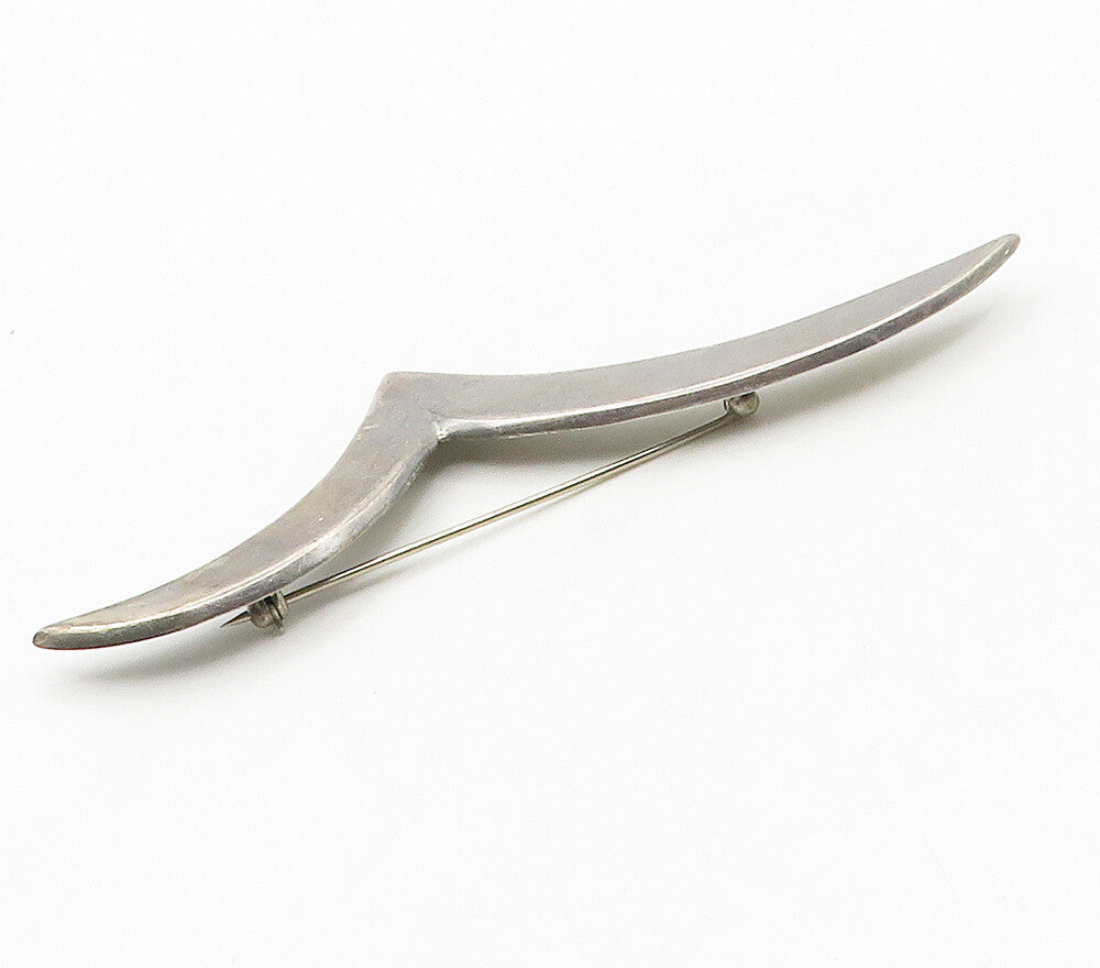 MEXICO 925 Sterling Silver  Vintage Smooth Modernist Brooch Pin  BP6237
