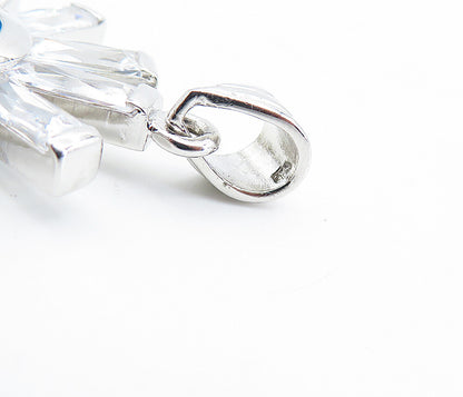 925 Sterling Silver  Sparkling Cubic Zirconia Evil Eye Drop Pendant  PT6033