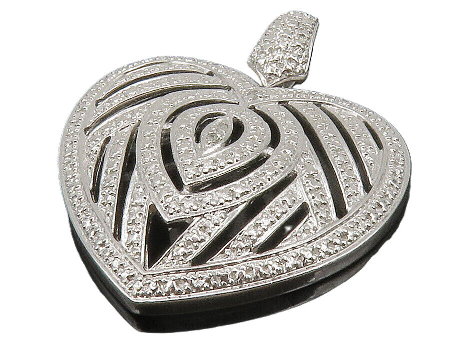 925 Sterling Silver  Petite Topaz Accented Love Heart Shiny Pendant  PT10752