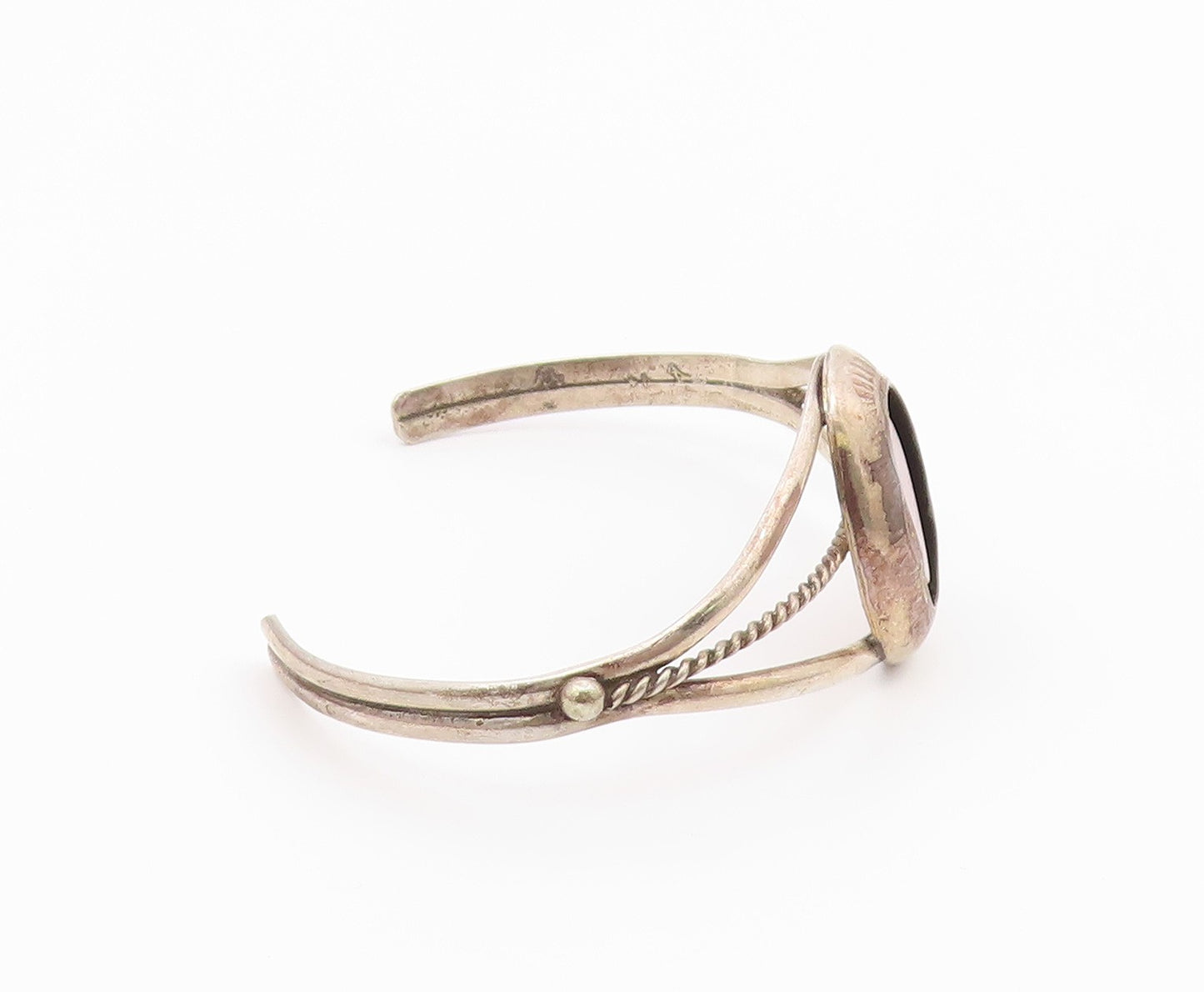 NAVAJO 925 Silver  Vintage Pink Mother Of Pearl Twist Cuff Bracelet  BT8058