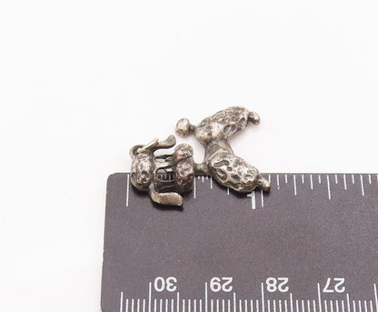 925 Sterling Silver Vintage Pendant Solid Dented Carved Poodle Dog  PT22968