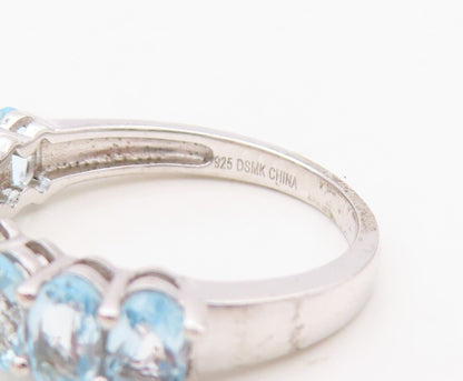 925 Sterling Silver Vintage Ring Oval Cut Blue Topaz band Sz 7 RG29941