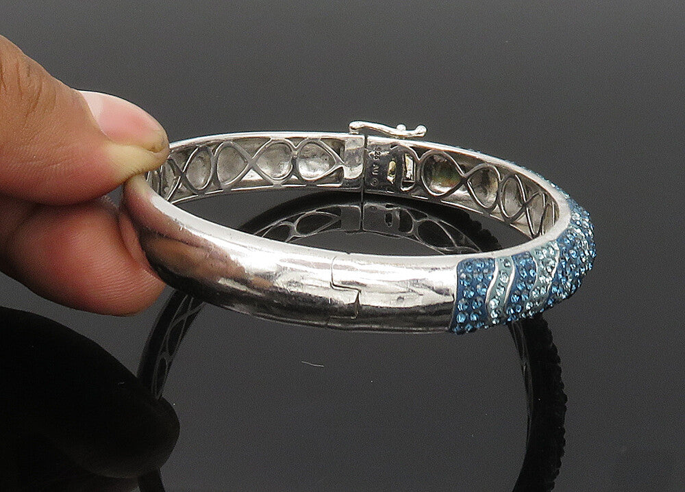 SWAROVSKI 925 Sterling Silver  Vintage Crystal Pattern Bangle Bracelet  BT8415