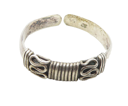 925 Sterling Silver  Vintage Wire Wrapped Swirl Detail Band Ring Sz 6  RG17916