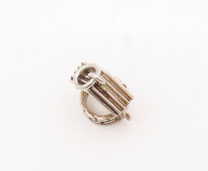 925 Sterling Silver Vintage Pendant Solid 3D Carved  Water Well Charm  PT23043