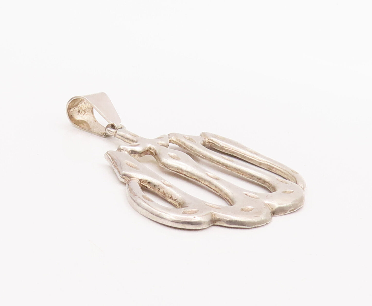 925 Sterling Silver Vintage Pendant Large Solid Cutout Arabic Prayer  PT23133