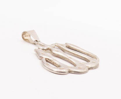 925 Sterling Silver Vintage Pendant Large Solid Cutout Arabic Prayer  PT23133