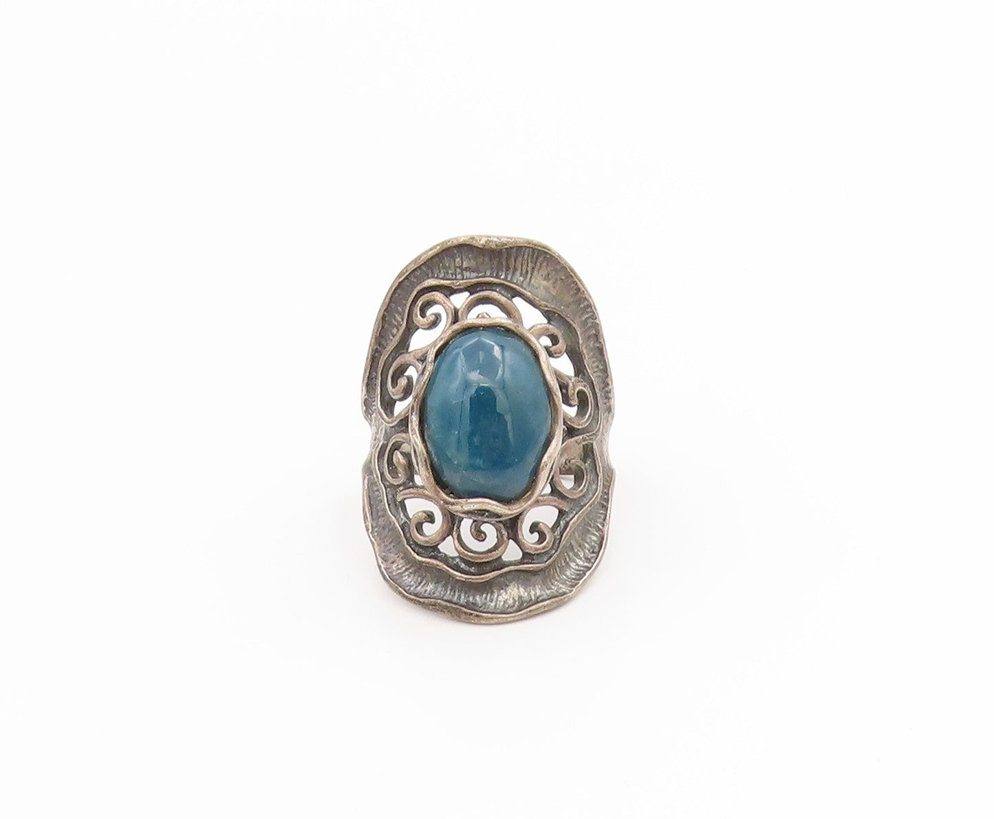 925 Sterling Silver Vintage Ring OR PAZ ISRAEL Cabochon Gemstone  Sz 8  RG34486