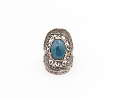 925 Sterling Silver Vintage Ring OR PAZ ISRAEL Cabochon Gemstone  Sz 8  RG34486