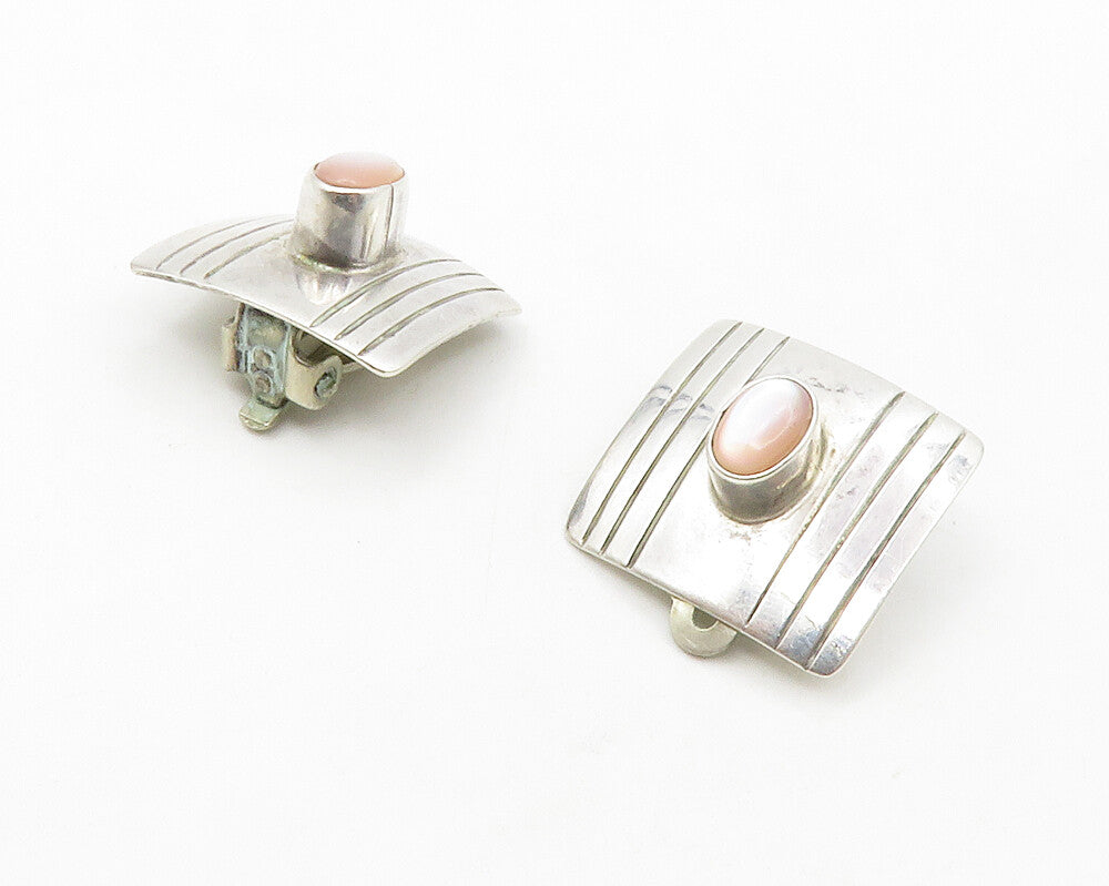 FRANK RAMONE NAVAJO 925 Silver  Vintage Mother Of Pearl Drop Earrings  EG7062