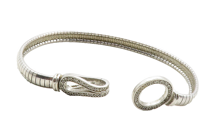 925 Sterling Silver  Shiny Genuine Diamonds Flat Snake Chain Bracelet  BT5028