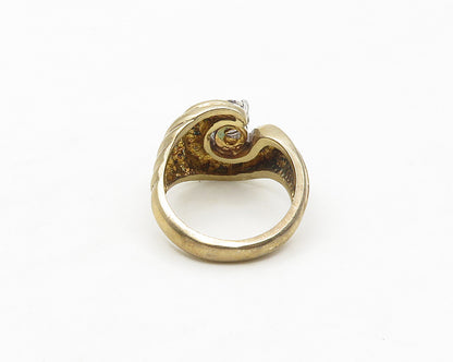 925 Sterling Silver  Cubic Zirconia Gold Plated Swirl Band Ring Sz 7  RG17343