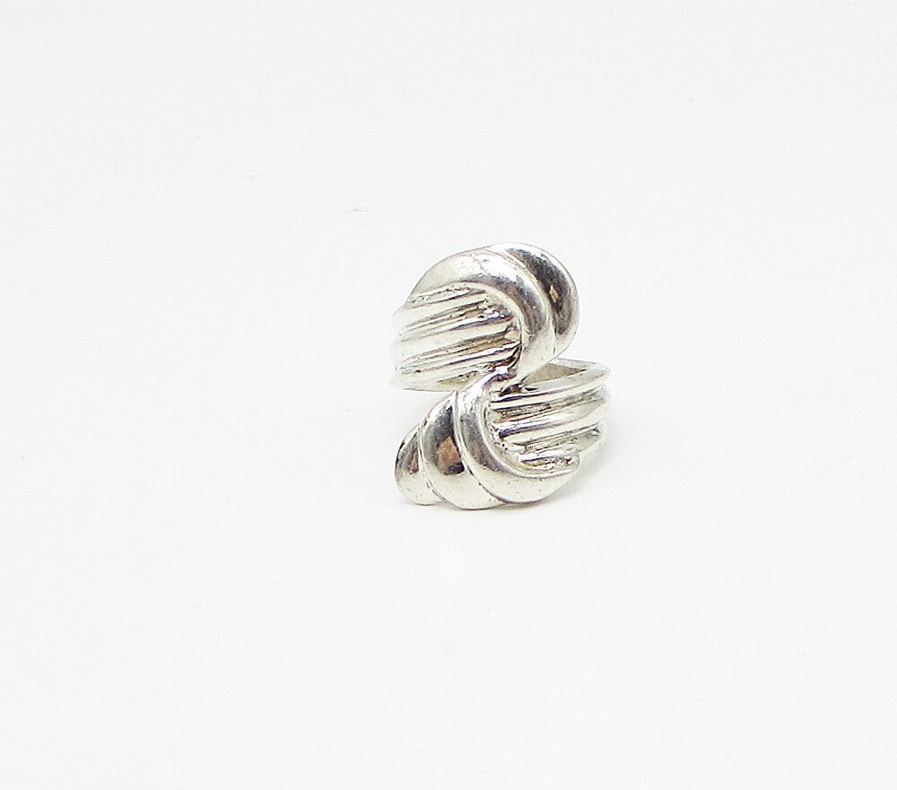 925 Sterling Silver  Vintage Art Deco Bypass Band Ring Sz 7  RG3339