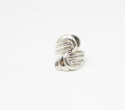 925 Sterling Silver  Vintage Art Deco Bypass Band Ring Sz 7  RG3339