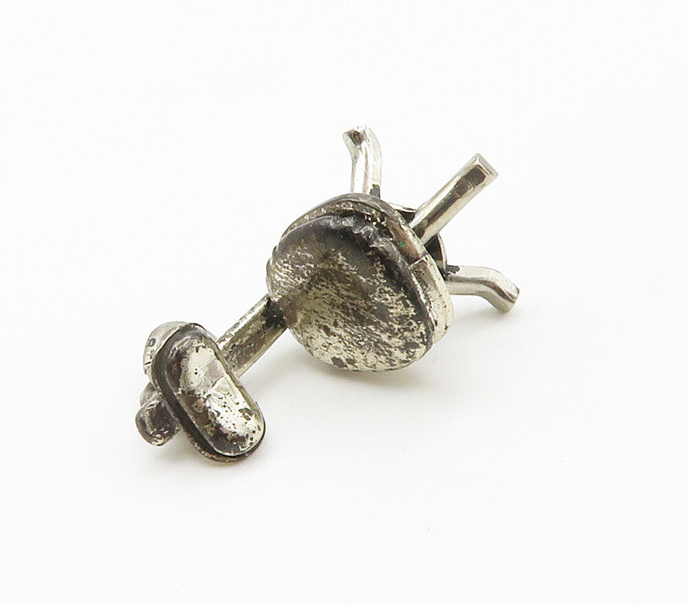 925 Sterling Silver  Vintage Petite Dark Tone Spinning Chair Pendant  PT11801
