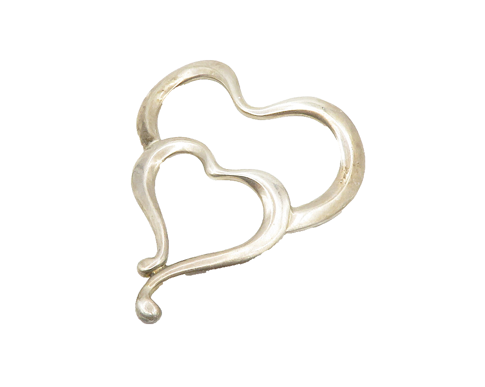 ABIGAIL 925 Sterling Silver  Vintage Open Double Love Heart Pendant  PT10921