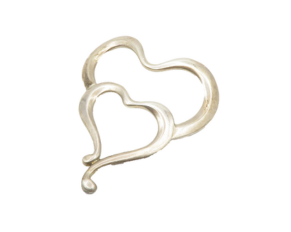 ABIGAIL 925 Sterling Silver  Vintage Open Double Love Heart Pendant  PT10921