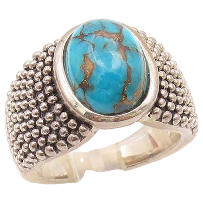 925 Sterling Silver Vintage Ring MICHAEL DAWKINS Turquoise Band  Sz 9  RG36583