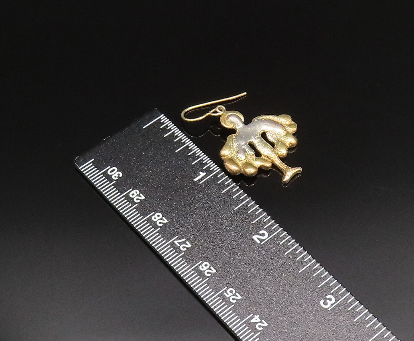 925 Sterling Silver  Vintage Two Tone Winged Figure Dangle Earrings  EG11977