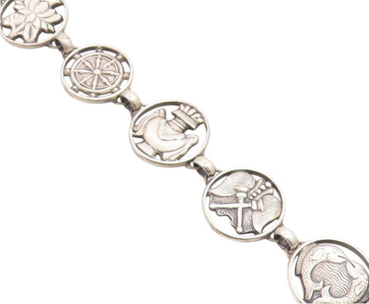 925 Sterling Silver Vintage Bracelet Classic Symbol Of Good Fortune Link BT12045