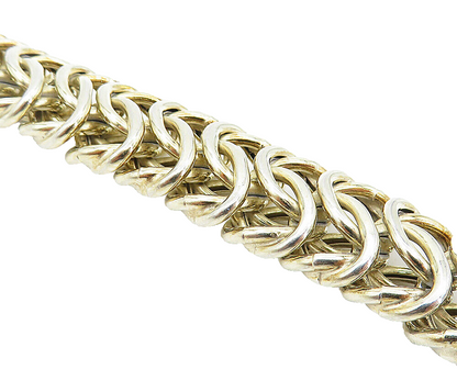 925 Sterling Silver Vintage Interlocking Multi Link Chain Bracelet BT2405