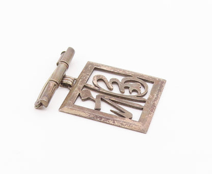 925 Sterling Silver  Vintage Dark Tone Chinese Character Brooch Pin  BP7824
