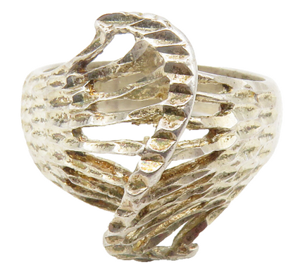 925 Sterling Silver  Vintage Diamond Cut Split Swirl Band Ring Sz 6  RG11693