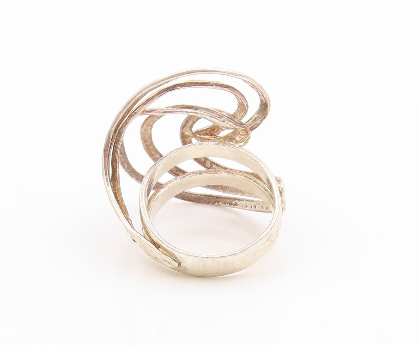 925 Sterling Silver Vintage Ring Classic Etched Swirly Spiral Band Sz 7 RG36003