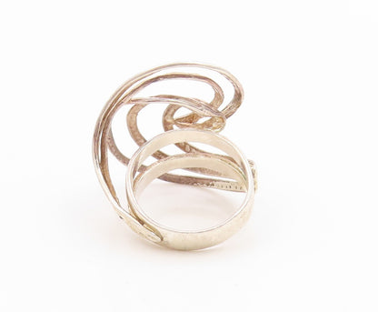 925 Sterling Silver Vintage Ring Classic Etched Swirly Spiral Band Sz 7 RG36003