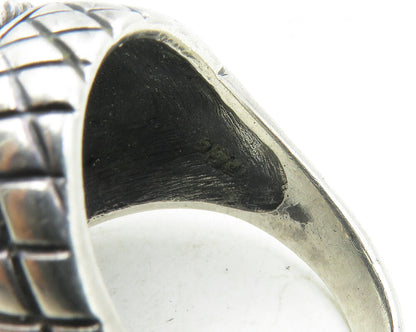 925 Sterling Silver  Vintage Cubic Zirconia Etched Cocktail Ring Sz 8  RG9633