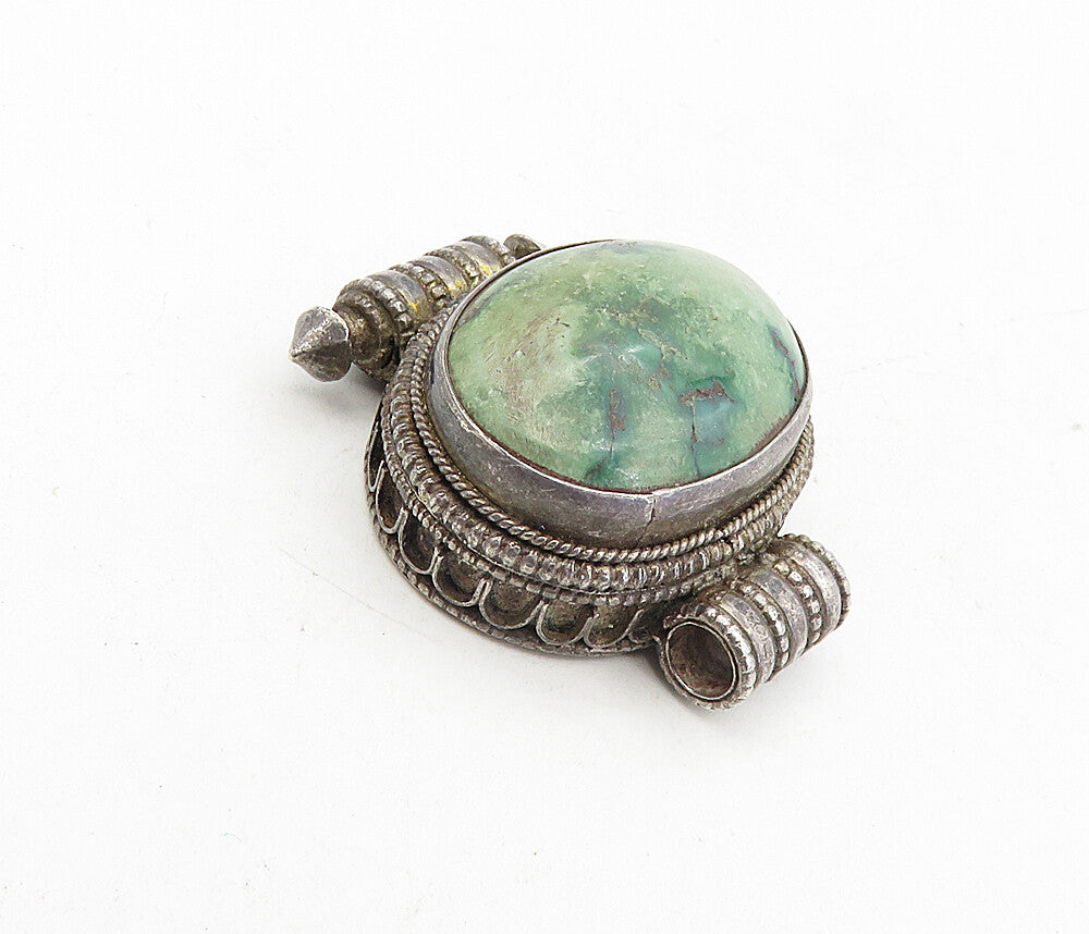 925 Sterling Silver  Vintage Antique Cabochon Cut Jasper Slide Pendant  PT6434
