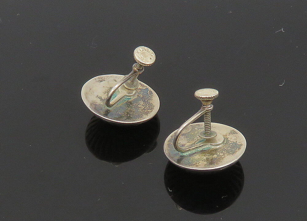 925 Sterling Silver Vintage Floral Dome Non Pierce Earrings EG11208