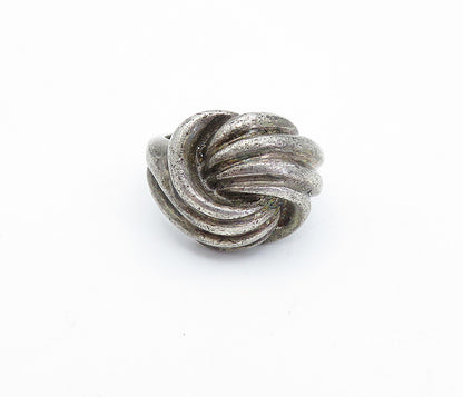 925 Sterling Silver  Vintage Dark Tone Twist Knot Dome Band Ring Sz 6.5 RG3968