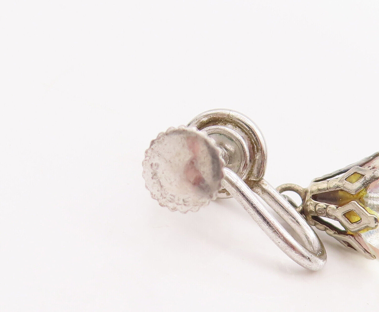 925 Sterling Silver Vintage Earrings Modernist Water Drop Cut CZ  EG13057