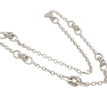 ITAOR 925 Sterling Silver  Vintage Beaded & Solid Ring Link Necklace  NE4201