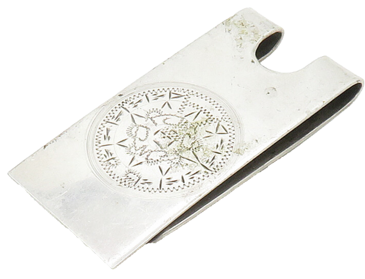 MEXICO 925 Sterling Silver  Vintage Aztec Sun Calendar Money Clip  TR2202
