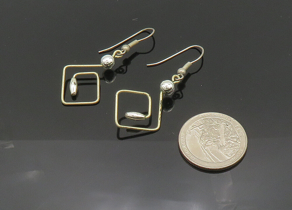 925 Sterling Silver  Vintage Shiny Beaded Design Dangle Earrings  EG10385