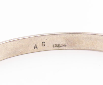 925 Sterling Silver Vintage Bracelet Modernist Geometric Pattern Cuff  BT12016