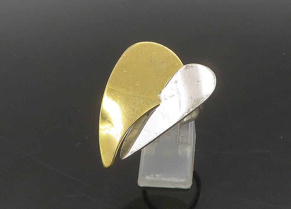 RLM STUDIO 925 Silver  Vintage Two Tone Love Heart Band Ring Sz 6  RG23107