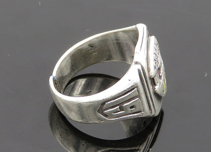 REED & BARTON 925 Silver  Vintage Antique Creston JHS Band Ring Sz 8  RG20076