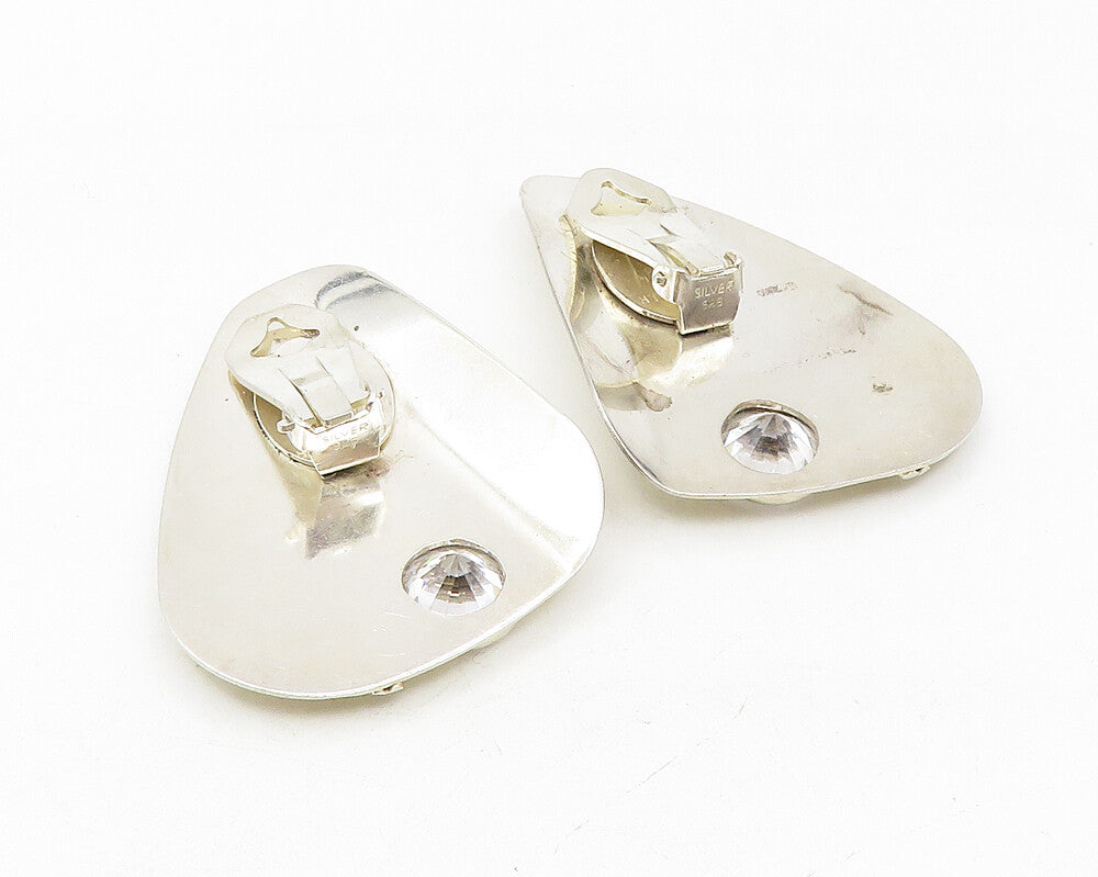 925 Sterling Silver  Vintage Cubic Zirconia Shiny Non Pierce Earrings  EG5712