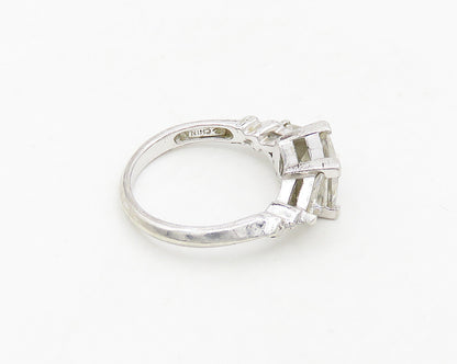 925 Sterling Silver  Vintage Cubic Zirconia 3 Stone Band Ring Sz 6  RG18691